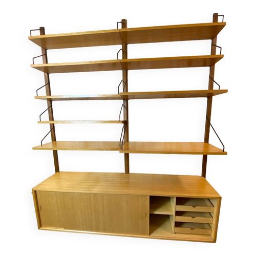 Unit Murale En Chne Scandinave Vintage Par Poul Cadovius Pour Royal System Annes 1960 Bois