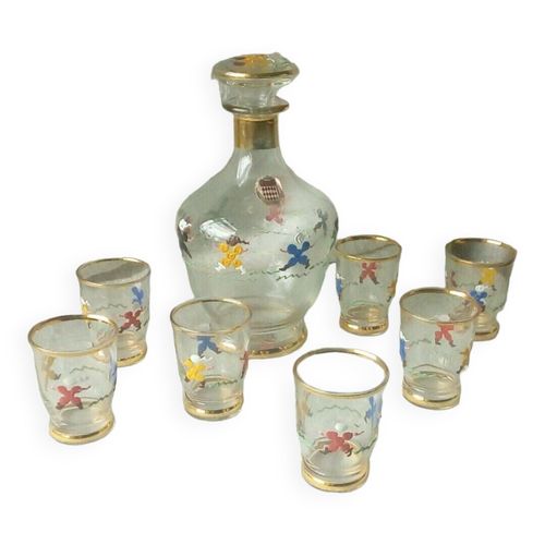 Service A Liqueur Cristalerie Verrerie De Monaco Monte Carlo Vintage 19501960 Multicolore