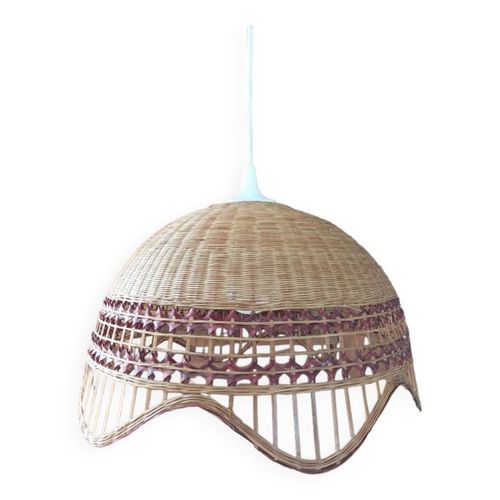 Suspension Abat Jour Luminaire Lustre Cannage Dp 0823313 Marron