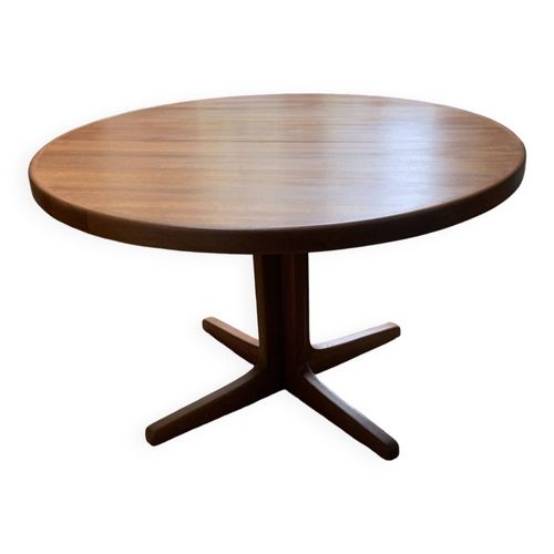 Table Ronde En Teck  Pied Central Avec Une Rallonge Danemark 1960 Bois