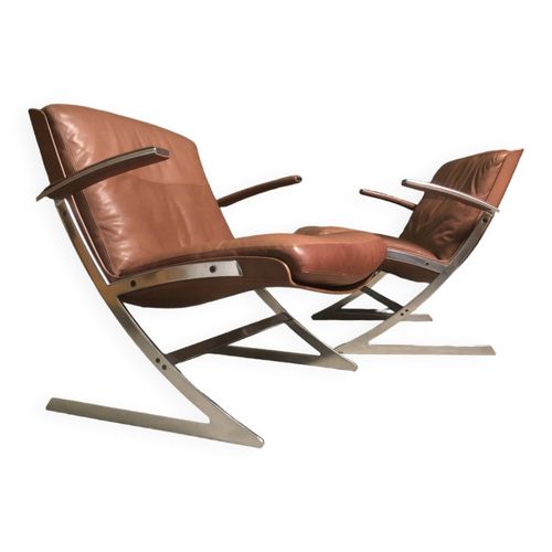 Paire De Chauffeuses  Lobby  Fabricius Pour Arnold Exclusive 1970 Bordeaux