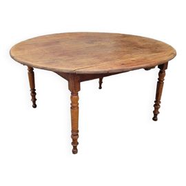 Table De Ferme Bourguignonne Rustique  Volets Ronde Ancienne 1m50 Bois