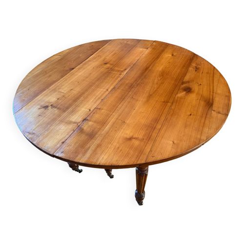 Table Ronde En Merisier Style Louis Philippe Et Ses 6 Chaises Assorties Bois