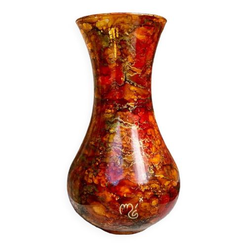 Vase mistigri Chapoutier en verre maill rouge