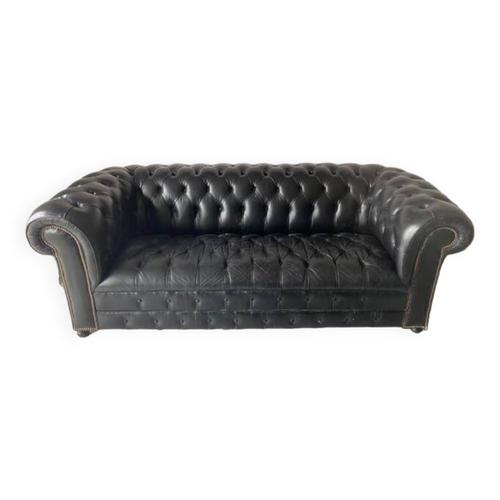 Canap Chesterfield Cuir Noir Vintage Noir