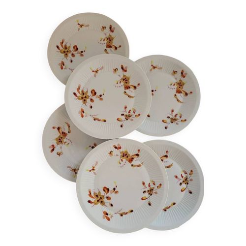 Haviland Limoges 6 Assiettes Dessert En Porcelaine Blanc