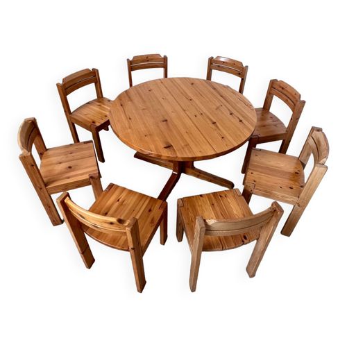 Ensemble Table Et 8 Chaises En Pin Massif Scandinave Asko Vintage Annes 80 Bois