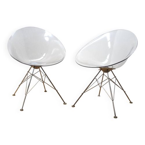 Paire De Chaises Eros Philippe Starck Kartell Transparent