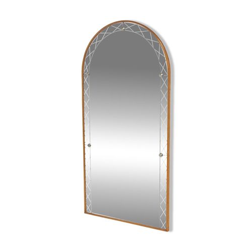 Miroir scandinave en teck Glas amp Tr Hovmantorp Sude 1950 100x50cm bois