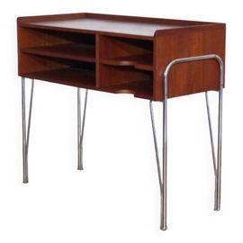 Console Vintage Scandinave En Teck Et Chrome 1970 Bois