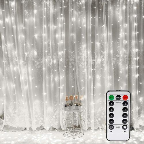 Guirlande Lumineuse Rideau 300 LED Rideau Lumineux 3M*3M 8 Modes d'Eclairage Etanche IP44 Exterieur et Interieur Mariage Anniversaire Fenêtre, Decoration pour Noël 