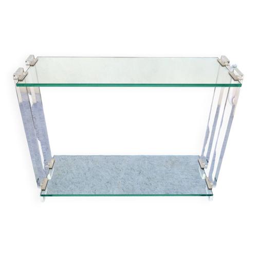 Console Design Marais International En Verre Et Plexiglas Vers 1980 Transparent