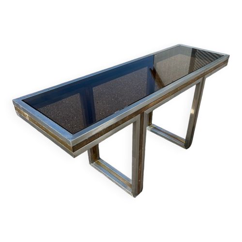 Console Italienne Acier Et Laiton 1970 Argent