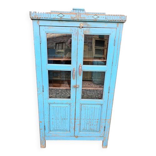 Ancien Vaisselier Art Dco En Teck Birman Bleu