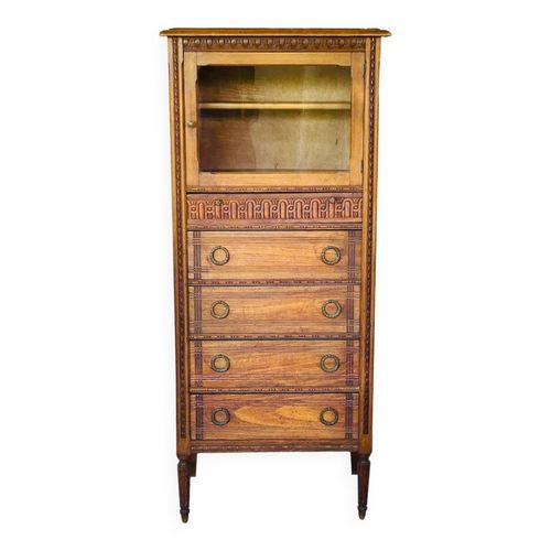 Meuble De Rangement Vitrine  5 Tiroirs Style Directoire Bois