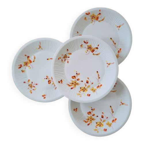 Haviland Limoges 4 Assiettes Plates En Porcelaine Modle Vintage 1970 Blanc