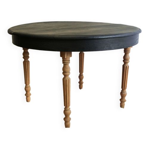 Table Ronde En Chne Bois Et Noire Noir