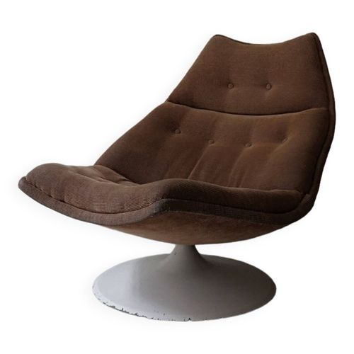 Chauffeuse Tulipe Pivotant En Tissu Beige Artifort Design 1970 Beige