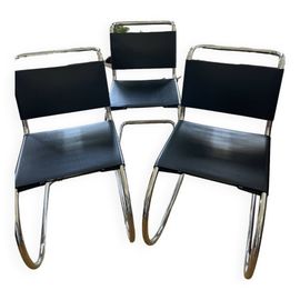 Lot De 3 Chaises Bauhaus Mr10 Dessines Par Ludwig Mies Van Der Rohe 1 Noir