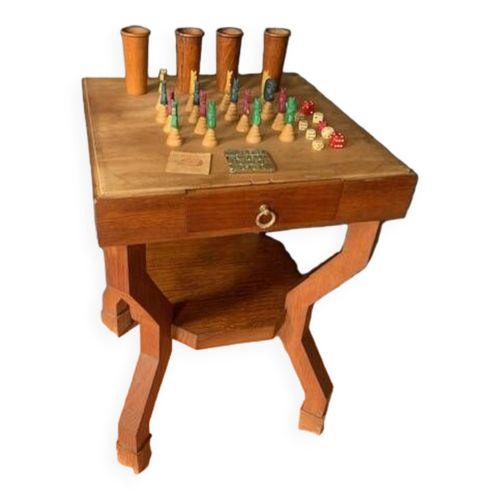 Table Daposappoint Art Deco Table De Jeu En Bois Brutaliste 1930 Marron