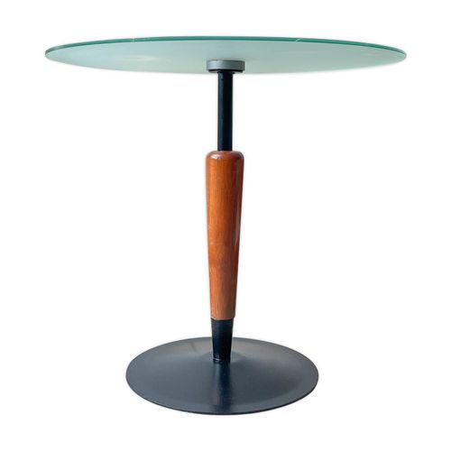 Table Ronde Vintage Champignon Bois Et Verre 1970 Bois