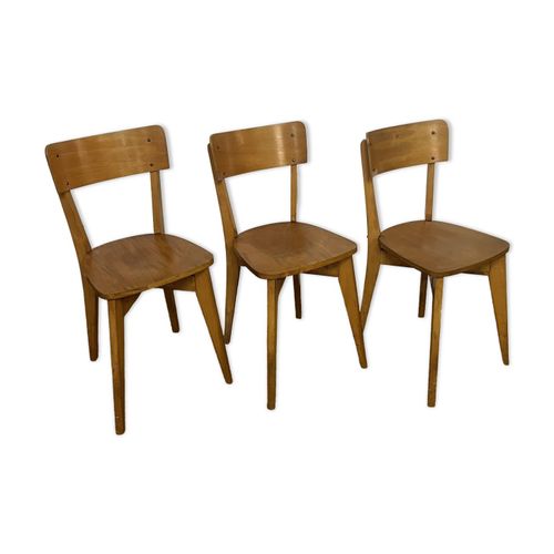 Srie De 3 Chaises Bistrot En Bois Vintage Bois
