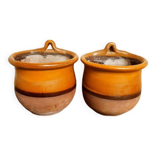 Duo De Pots En Terre Cuite Maille Bois