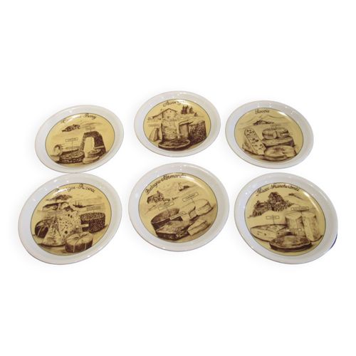6 Assiettes Fromage Porcelaine De Sologne Beige
