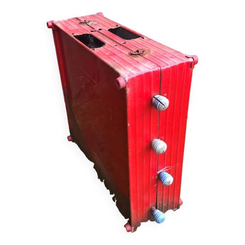 Ancien Babyfoot Jouet Mtal Rouge Joueurs Bois Vintage Rouge