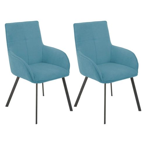 Catila - Lot De 2 Fauteuils Bleus Piètement Gris Mat