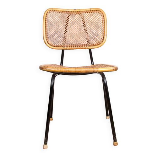 Chaise Vintage En Rotin Et Mtal Par Dirk Van Sliedrecht Pour Roh Noordwolde 1950 Marron