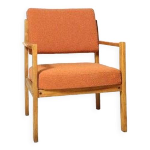 Fauteuil Vintage Scandinave Orange Boucl 1970 Fauteuil Lounge En Bois Style Rtro Design Vintage Orange