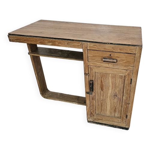 Ancien Bureau Art Dco En Teck Marron