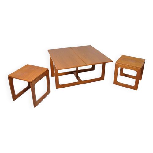 Table Basse Gigogne Modulable Scandinave 1970 Bois