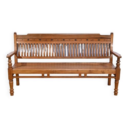 Banc Ancien Colonial De Varangue En Teck  Milieu Xxe Bois
