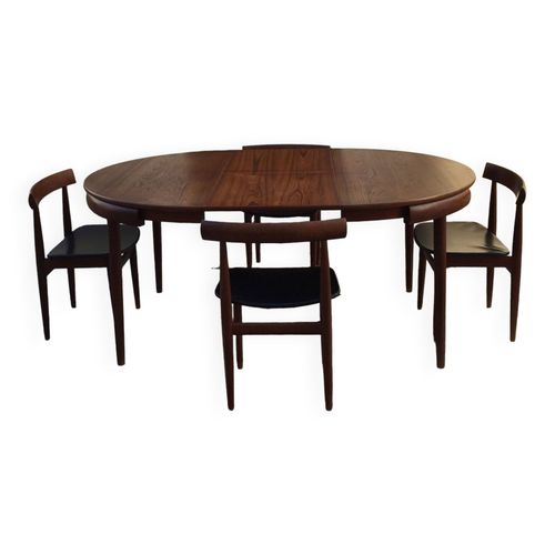 Table Extensible Et 4 Chaises Roundette Hans Olsen Bois