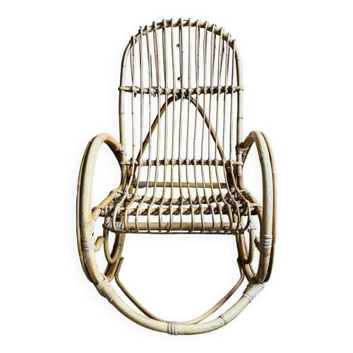 Rockingchair En Rotin Pour Enfant Beige