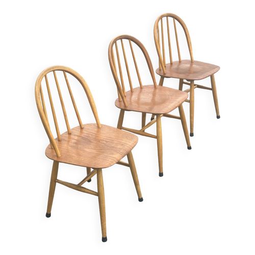 Lot 3 Chaises Fanett Edsby Verken Tapiovaara Design 1958 Bois