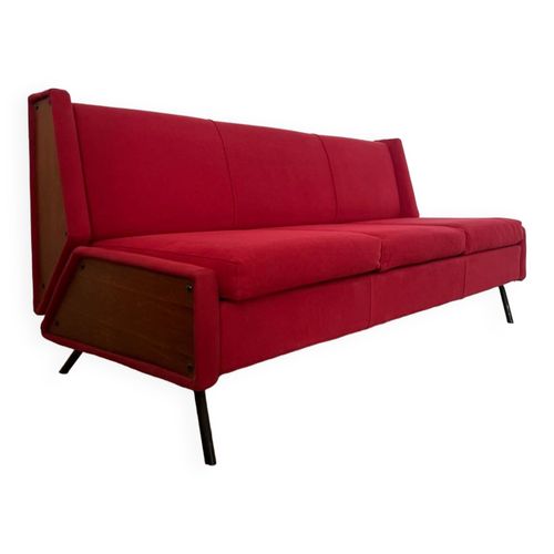 Ancien Canap Tissu Design Italien Des Annes 60 Vintage Convertible Rouge