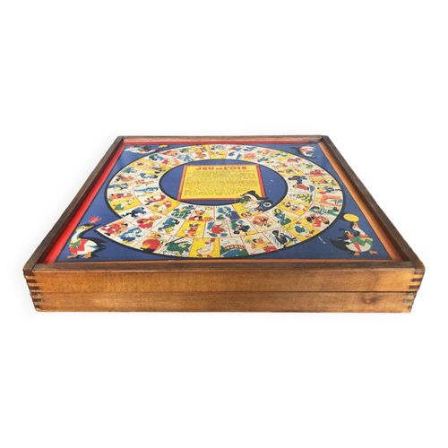 Ancien Plateau Jeu De Loie Dames Petits Chevaux Backgammon En Bois Bois