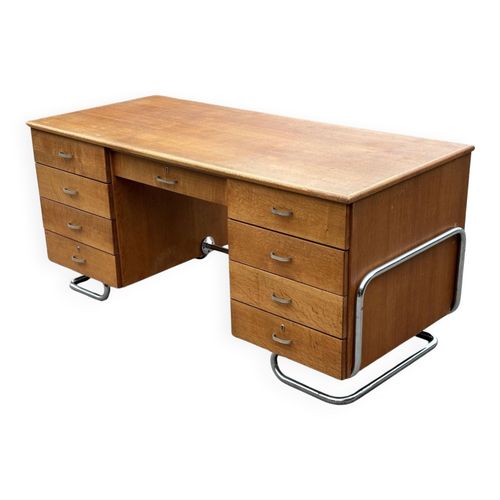 Bureau Tubulaire De Style Bauhaus Du Milieu Du Sicle Design Des Annes 40 En Chne Bois