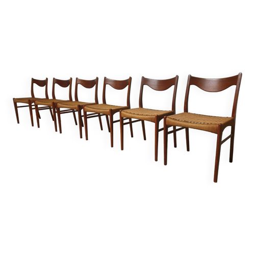 Suite De 6 Chaises Danoises En Teck Midcentury Bois