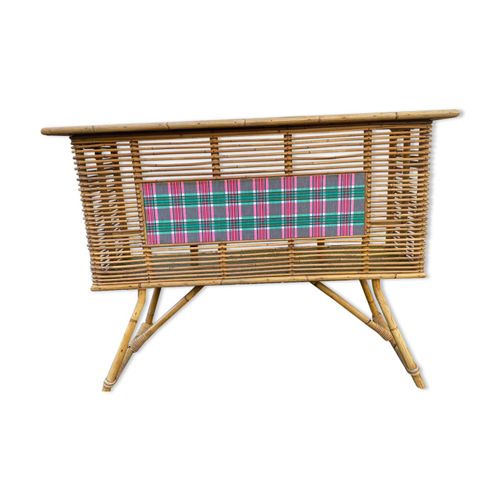 Bar Bambou Rotin Vintage Bleu
