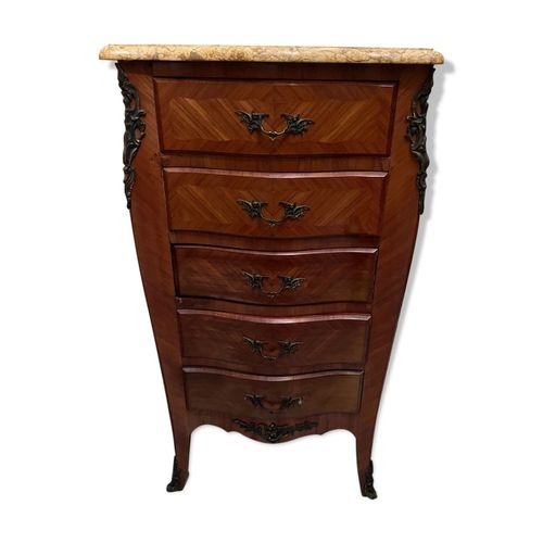 Chiffonnier Louis Xv  5 Tiroirs Marron