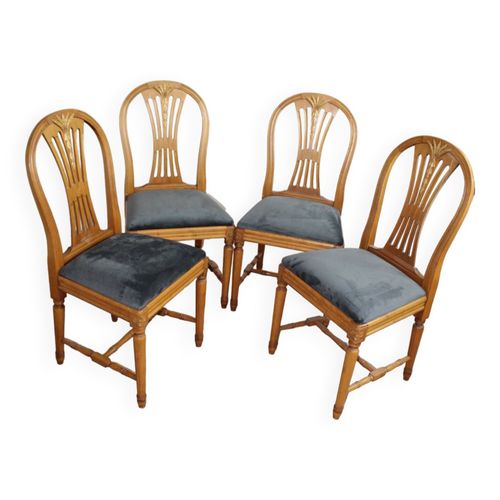 4 Chaises Vintage Scandinaves De Style Gustavien Sude Gris
