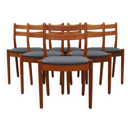 Ensemble De Six Chaises En Teck Design Danois Annes 1970 Designer  Poul M Volther Multicolore