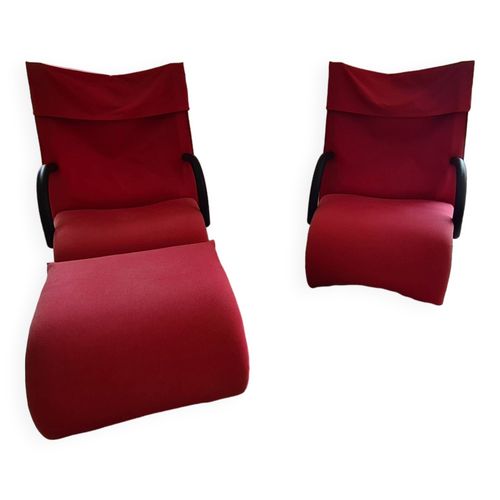 Fauteuil Ligne Roset Zen Avec Reposepieds Rouge