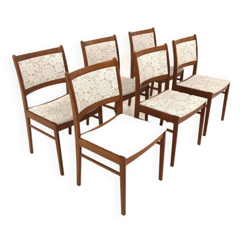Set De 6 Chaises Scandinaves En Teck Sude 1960 Blanc