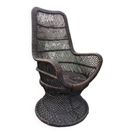 Fauteuil Coquille En Osier Marron