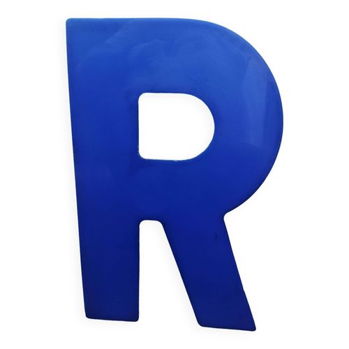 Lettre R daposenseigne vintage en plexiglas bleu